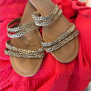 J. Crew Black and Cream Strappy Sandals